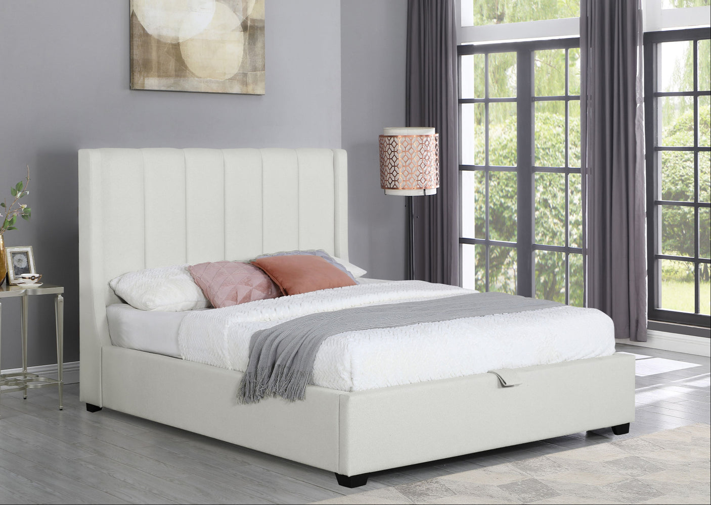 Angled view of the Savoy Ottoman Bed Frame in a room