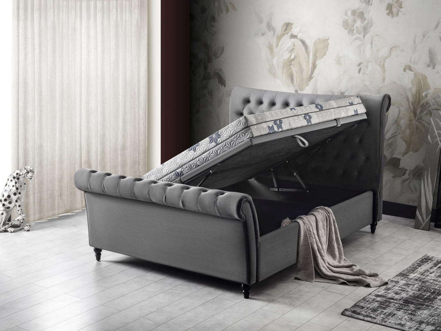 Image of the storage space of the St Tropez Double Size Ottoman Bed Frame