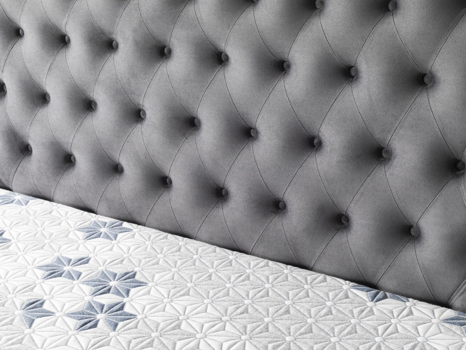 Up close view of the headboard of the St Tropez Double Size Ottoman Bed Frame