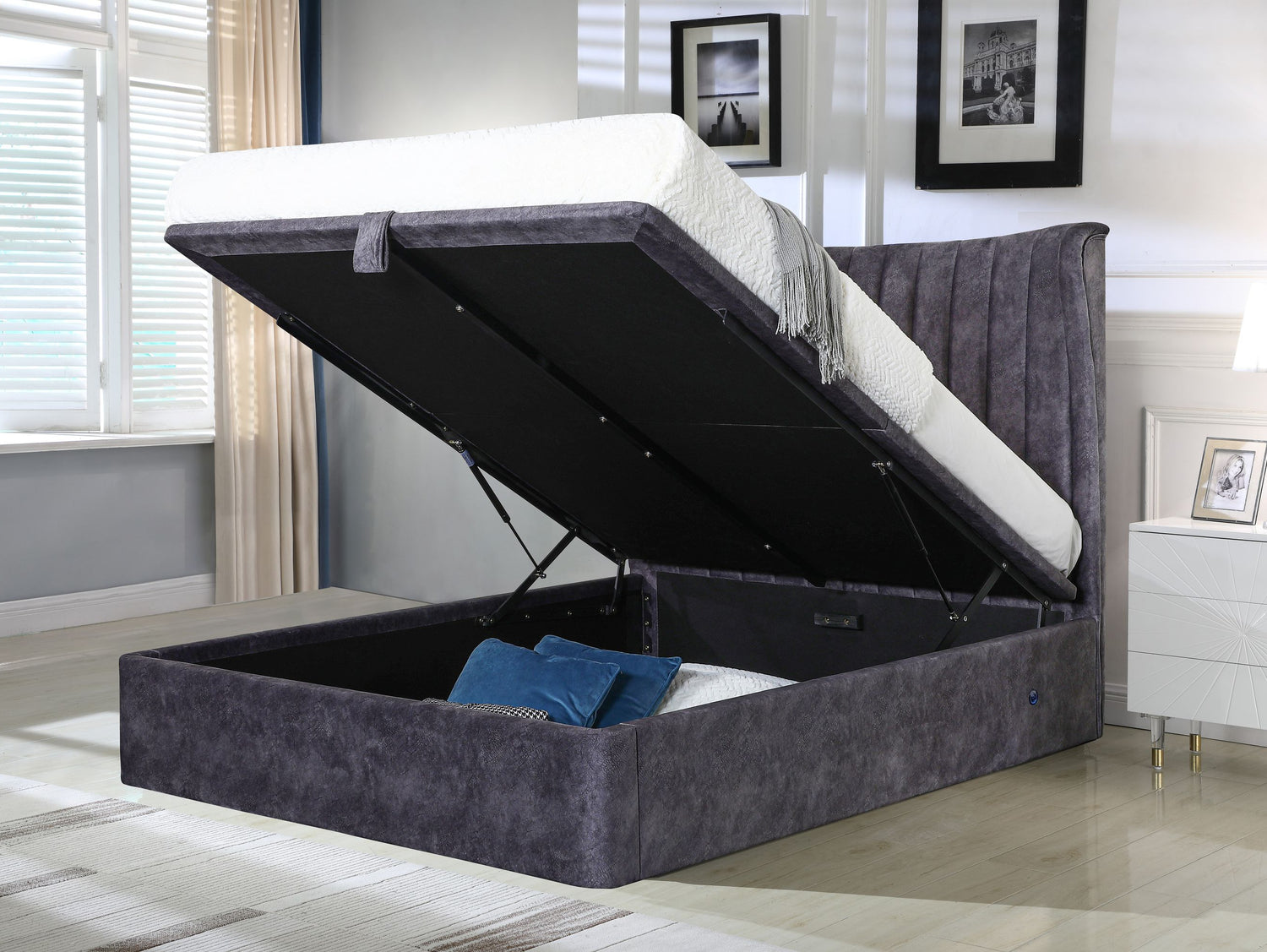 Image of the storage space from the Park Lane End Opening Ottoman Bed Frame