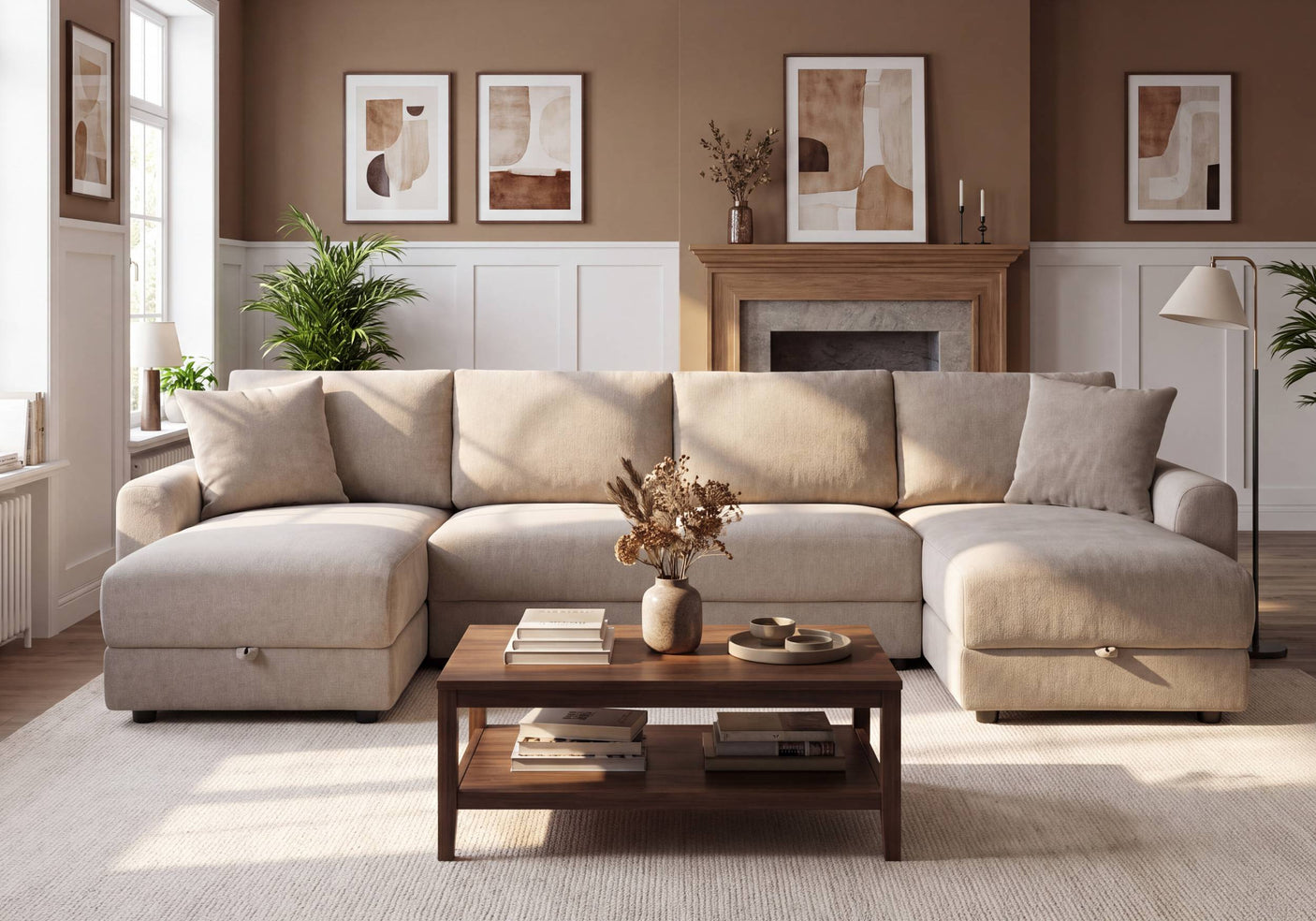 Aurora U-Shape Sofa with Footstool