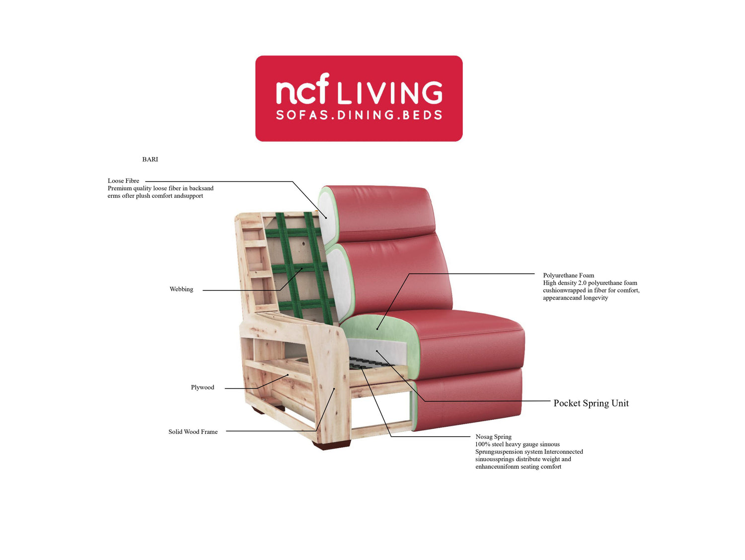 Bari 3 Seater Sofa