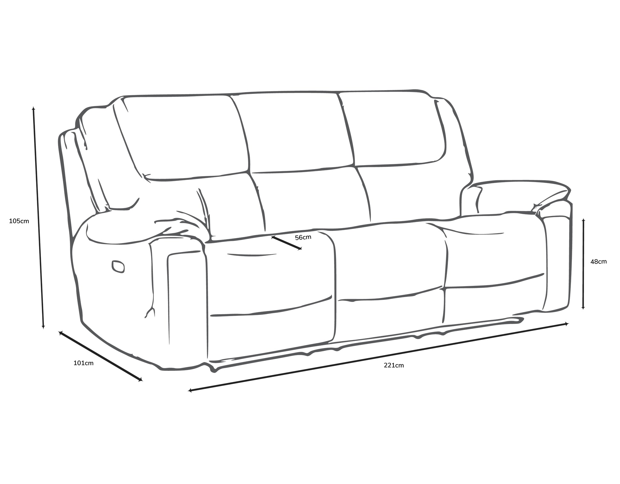 Brentor 3 Seater Electric Recliner Sofa with Power Headrest