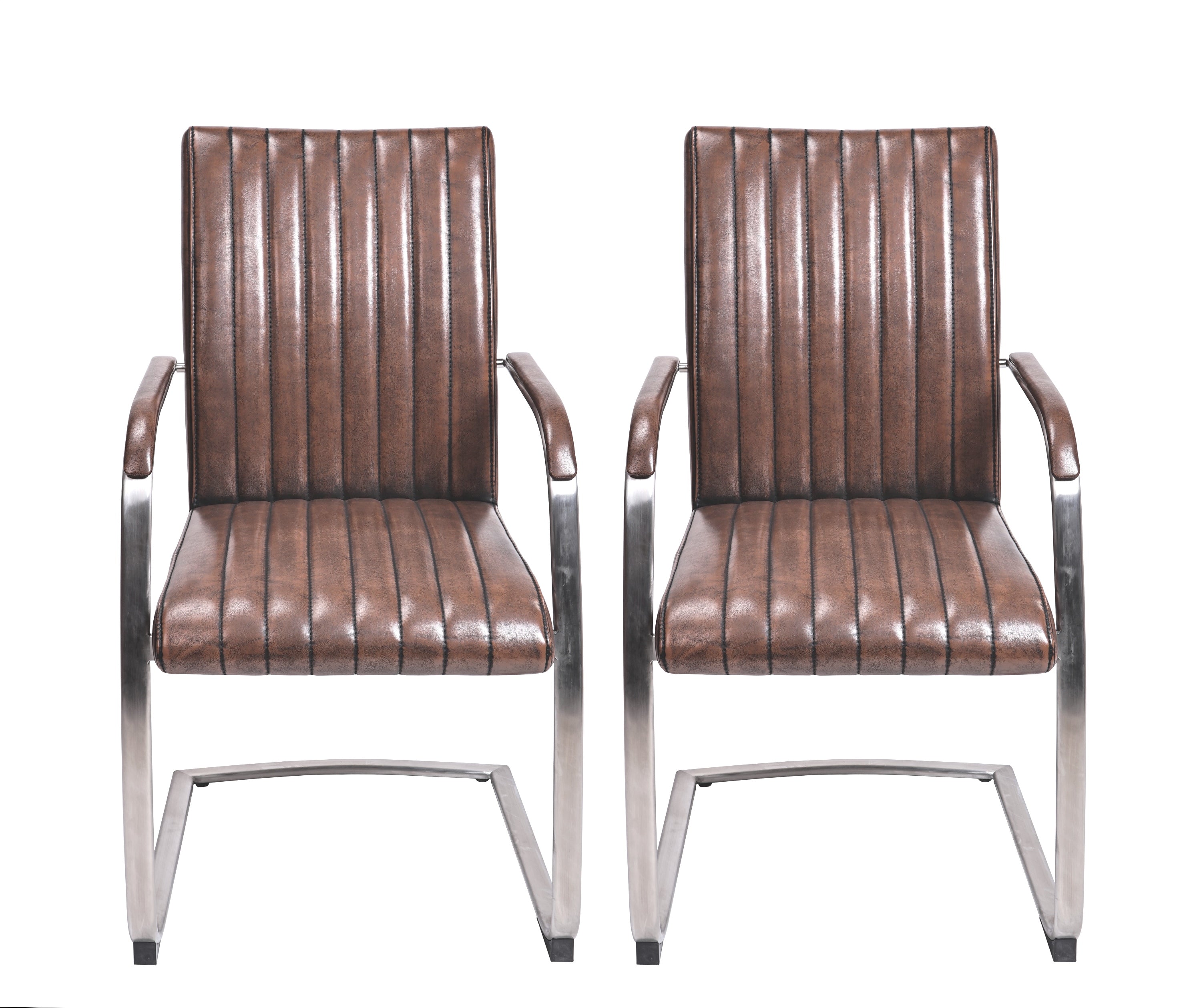 Triumph Cantilever Dining Chair with Armrests Faux Leather (Pair)
