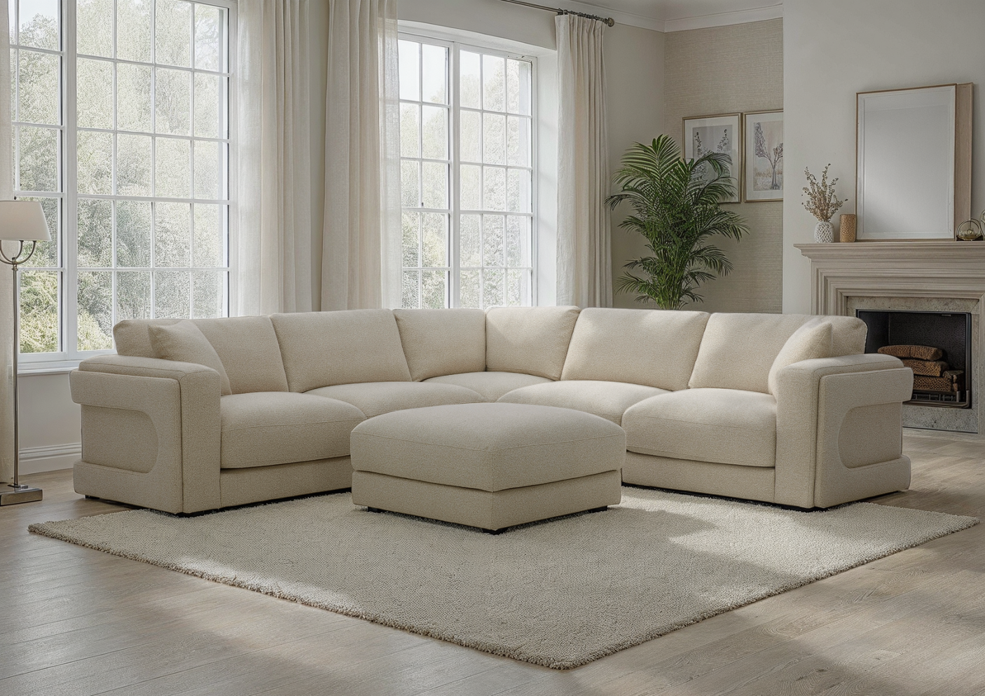 Cloud 2 Corner 2 Modular Static Sofa with Stool
