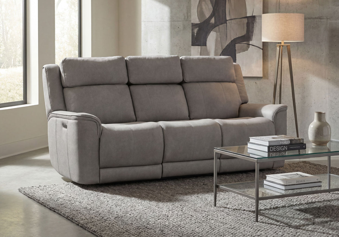 Paramount Luxe 3 Seater Power Headrest/Recliner Sofa with Dropdown Table