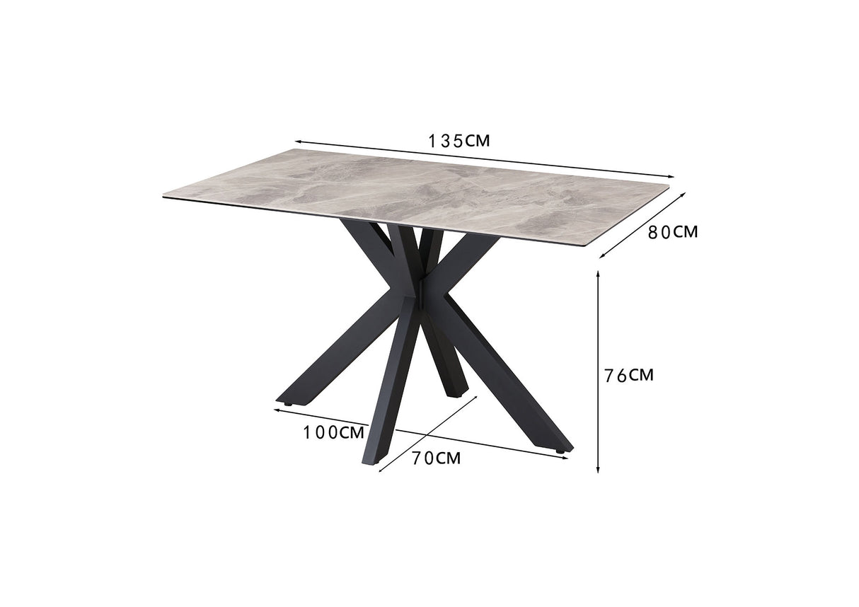 Ebony Dining Set with Bench and Ceramic Table