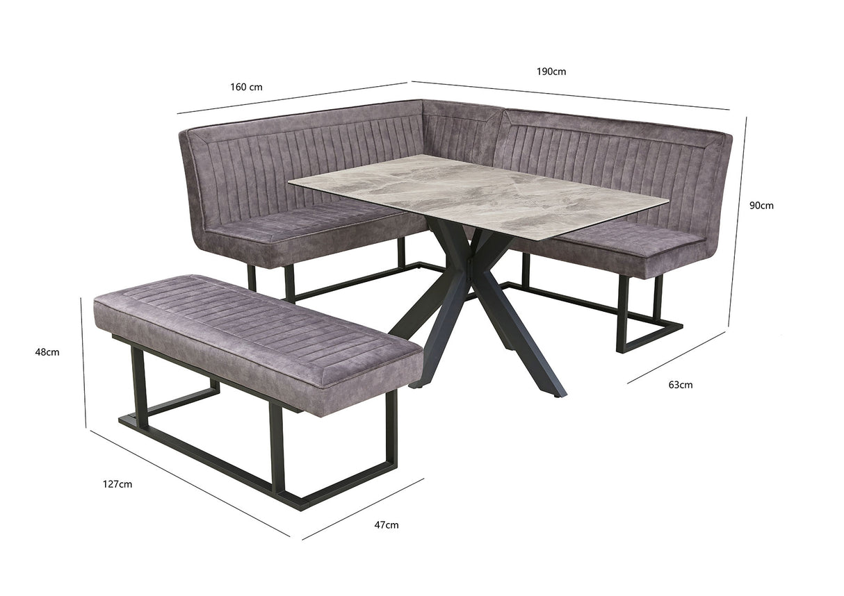 Ebony Dining Set with Bench and Ceramic Table