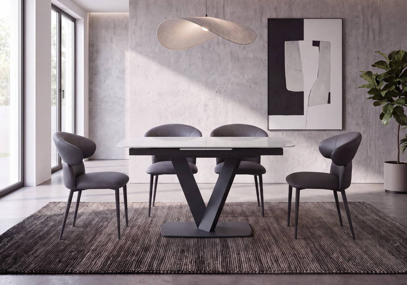 Eden Extending Dining Table and 4 Dining Chairs
