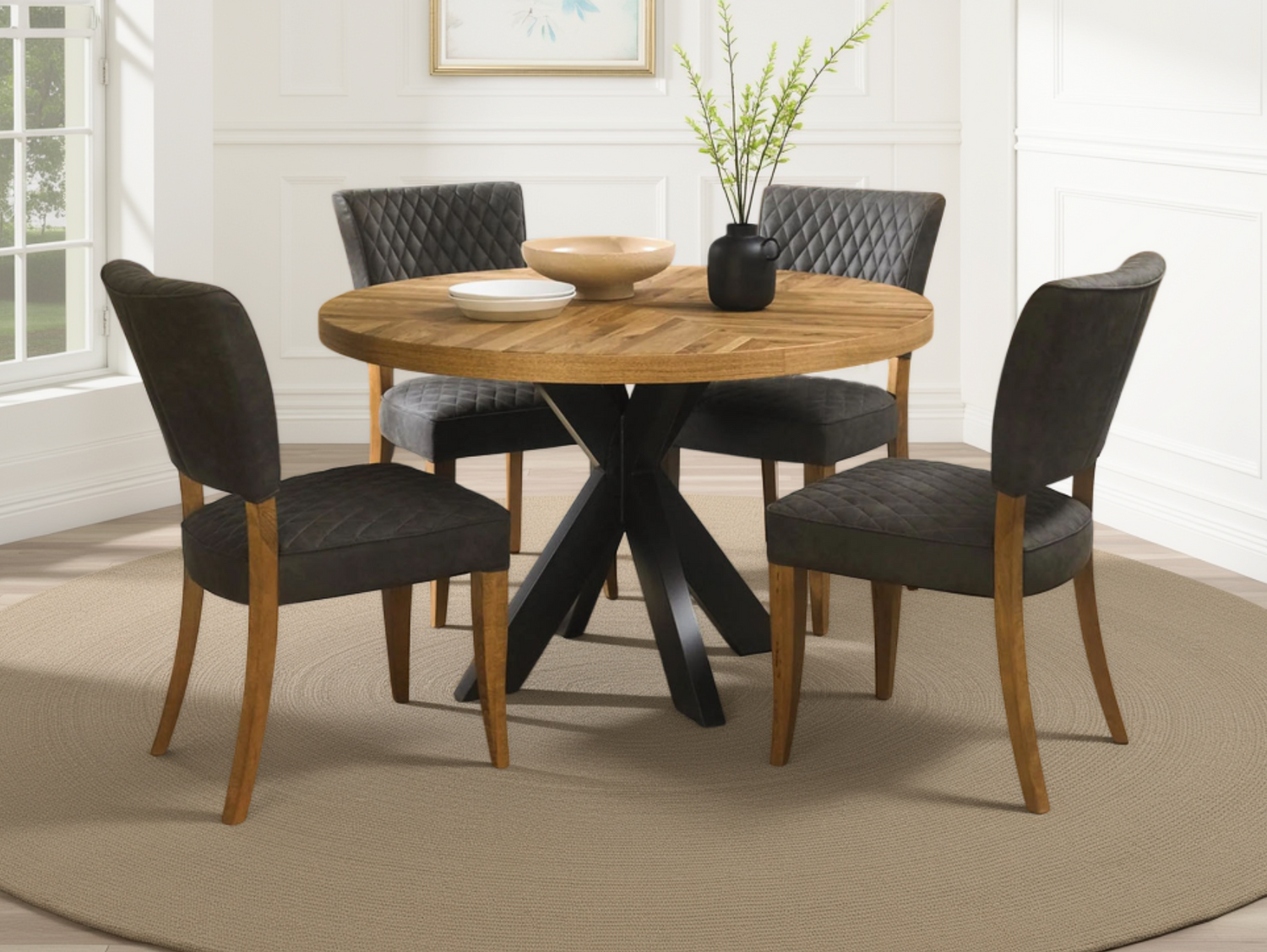 Elliot Rustic Oak Round Dining Table