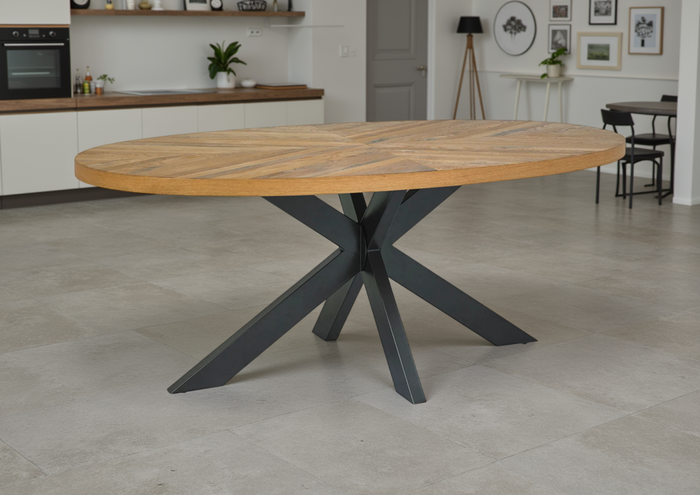 Elliot Rustic Oak Oval Dining Table