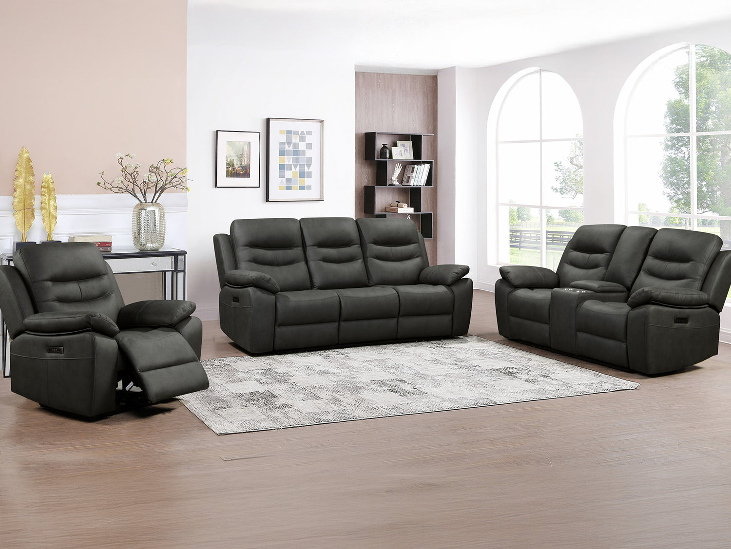 Fuji 3 Seater Recliner Sofa with Power Headrest, USB & USC