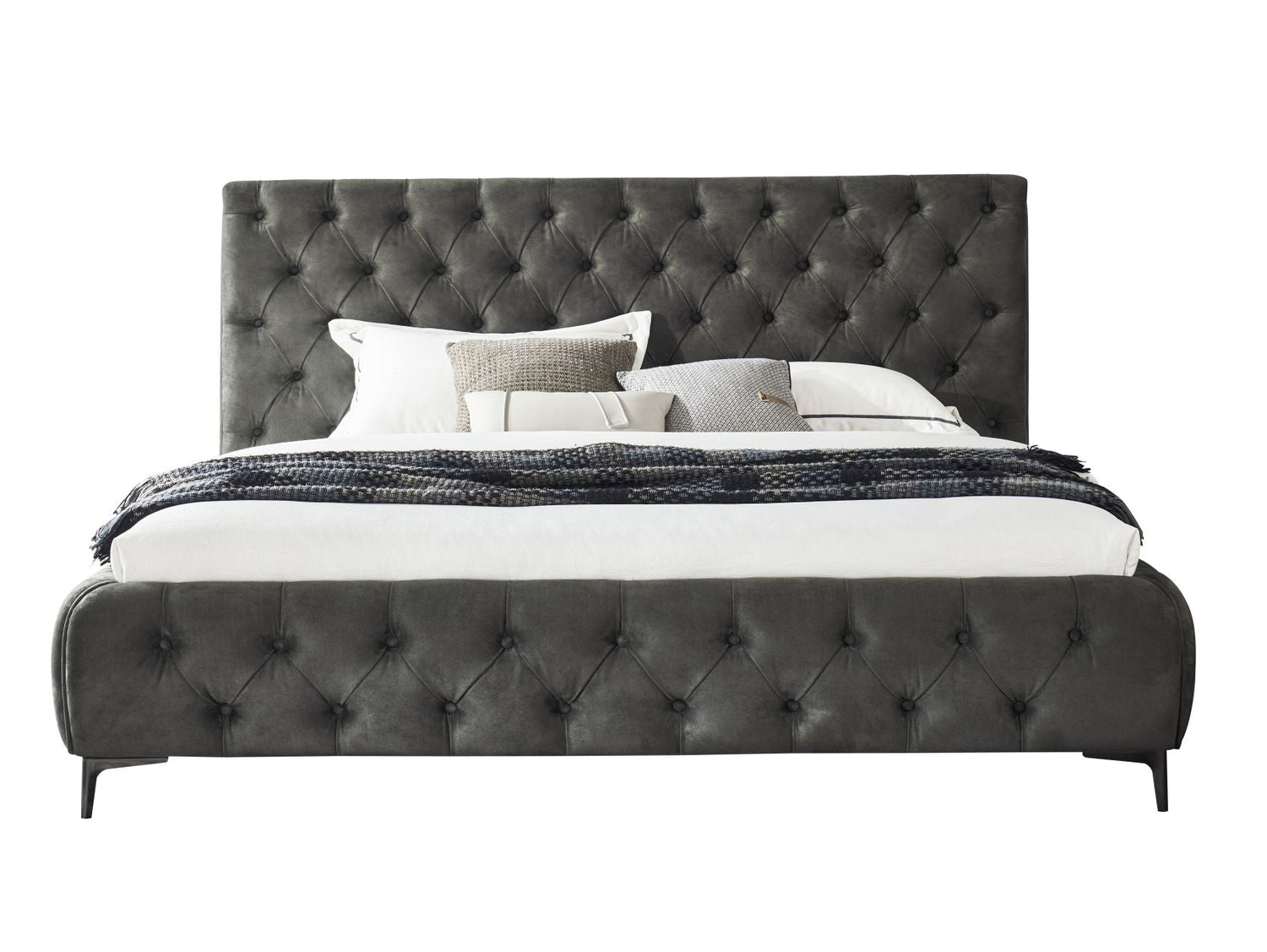 Royal bedframe in green straight on view with white background