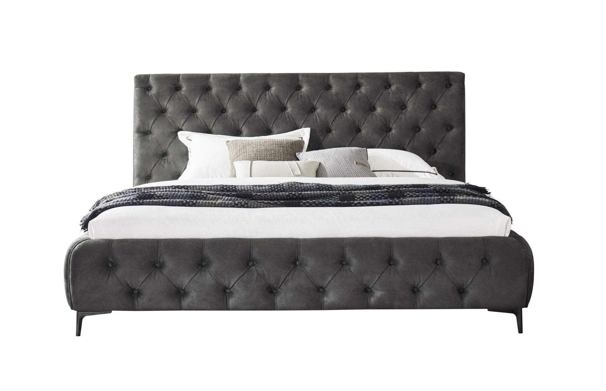 Royal bedframe in green straight on view with white background