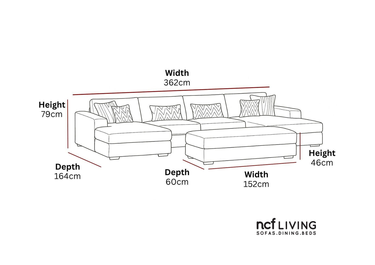 Kallis U-Shape Corner Sofa (Footstool Sold Separately)