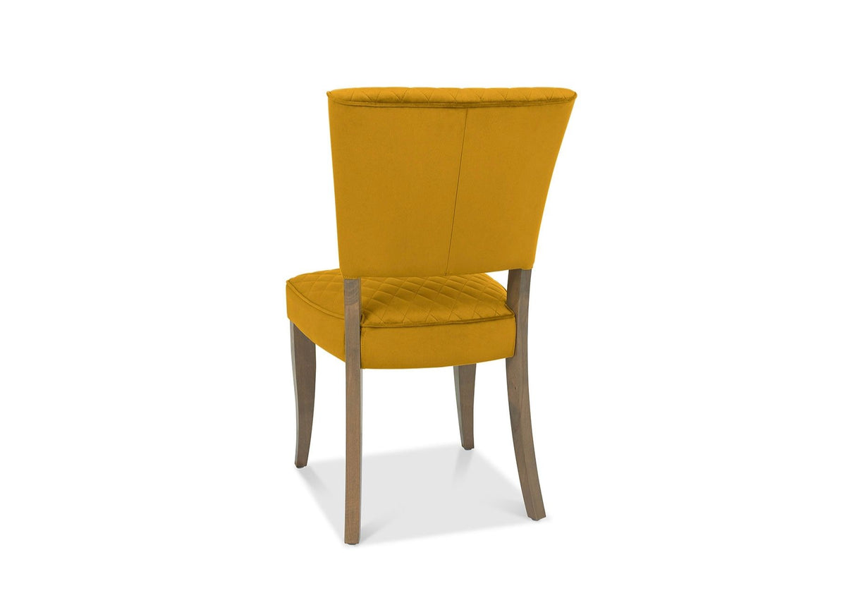 Landon Velvet Fumed Oak Dining Chairs - Mustard (Sold in Pairs)