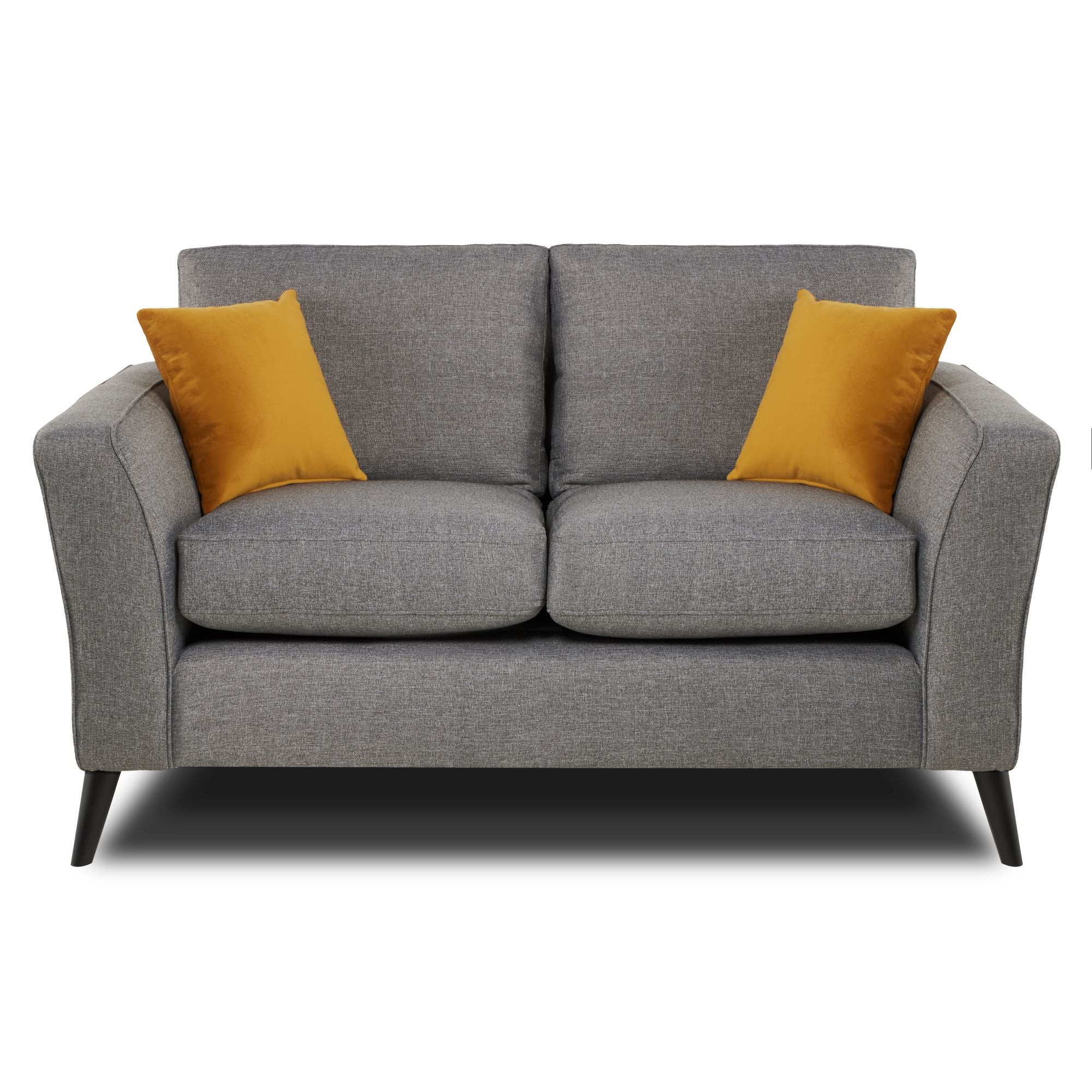 Libby 2 seater charcoal sofa with white background.