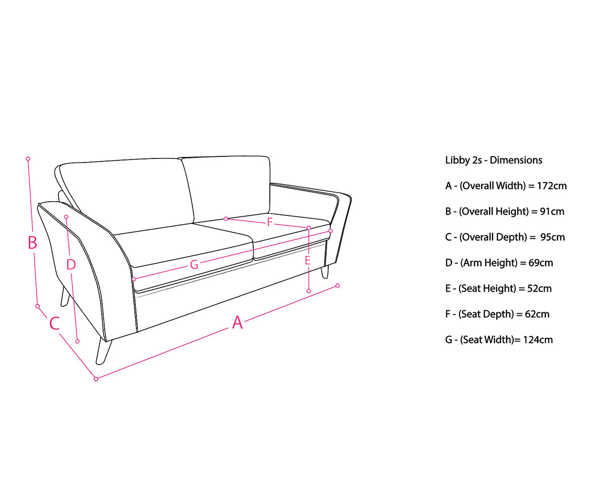 Libby 2 seater dimensions diagram