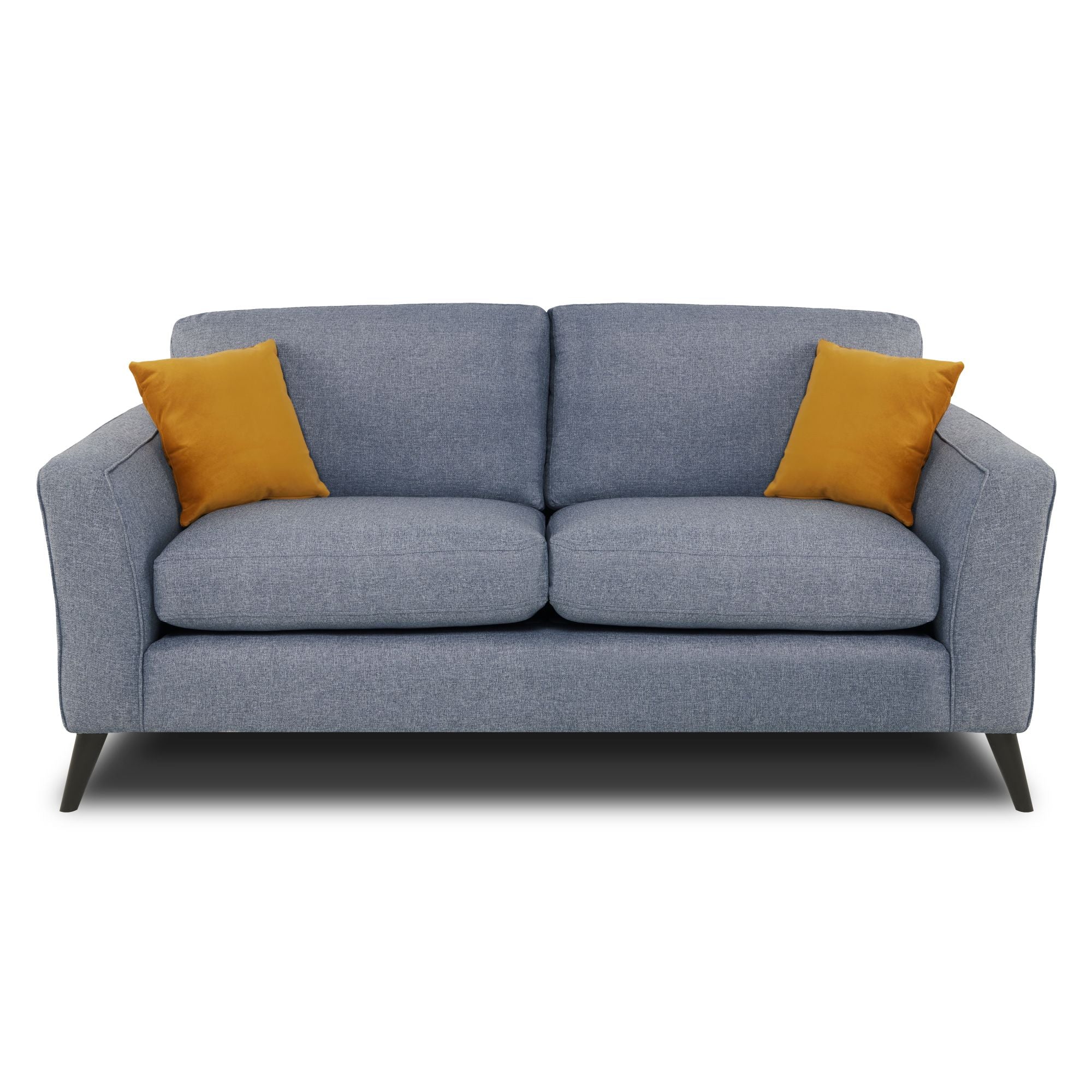 Libby 3 seater sofa in denim face on with a white background