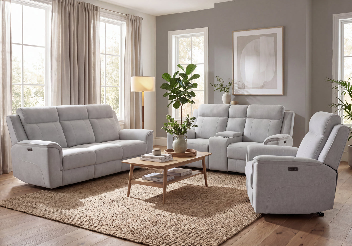 Lily 2 Seater Power Recliner with Console