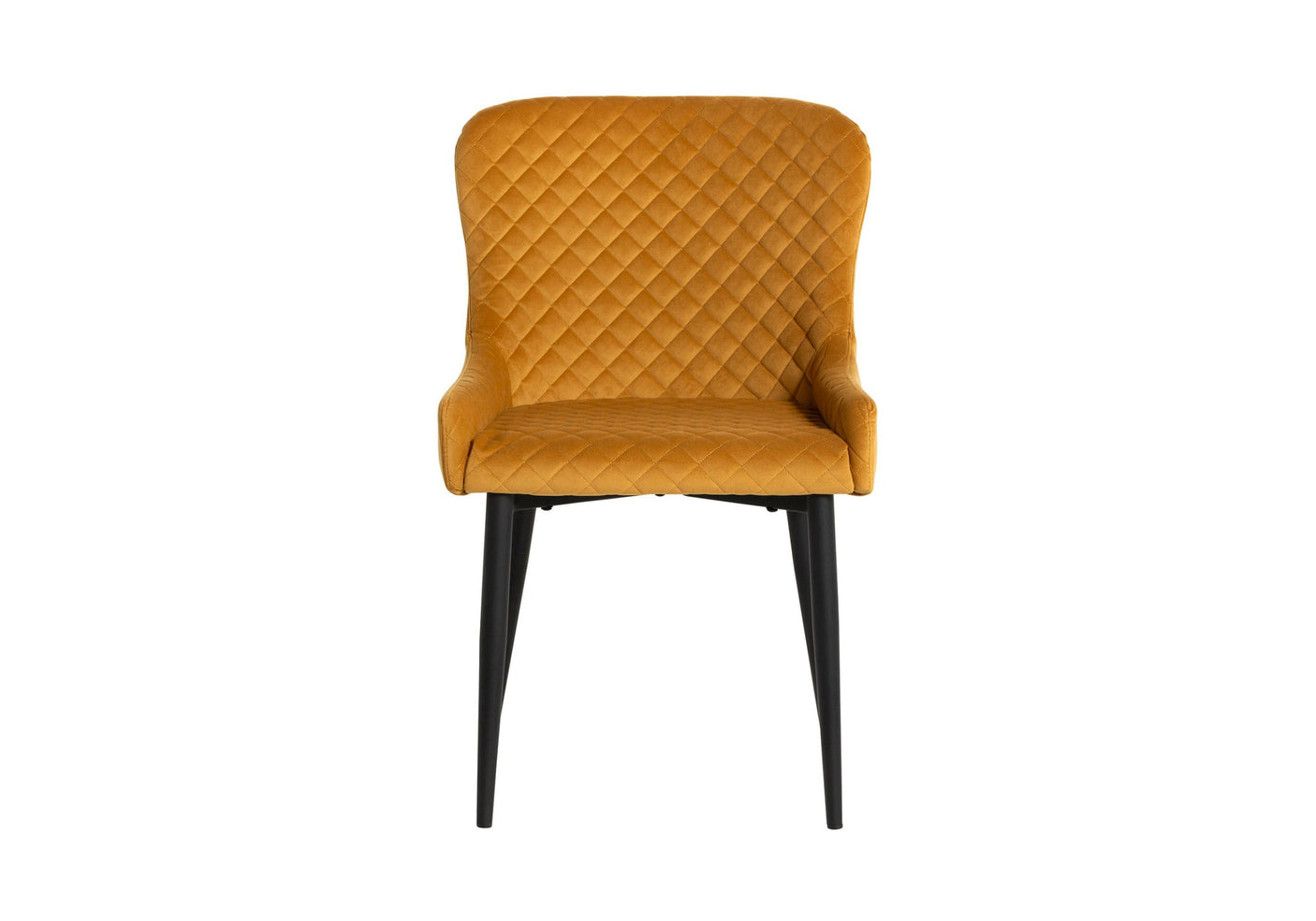 Mustard Velvet Dining Chair Front View