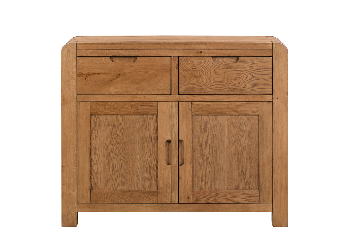 Front view of the Milan Oak Sideboard with 2 Doors