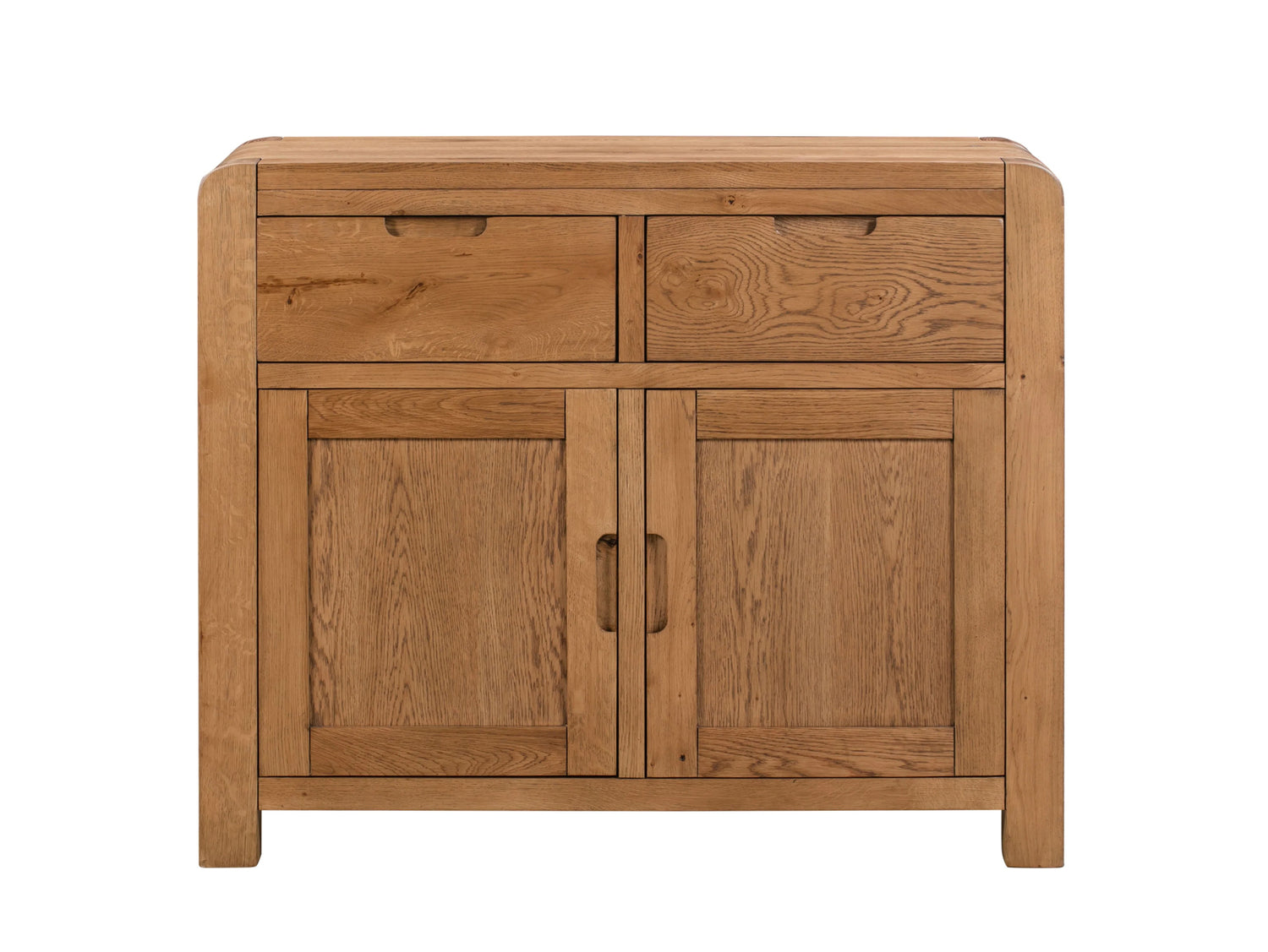 Front view of the Milan Oak Sideboard with 2 Doors