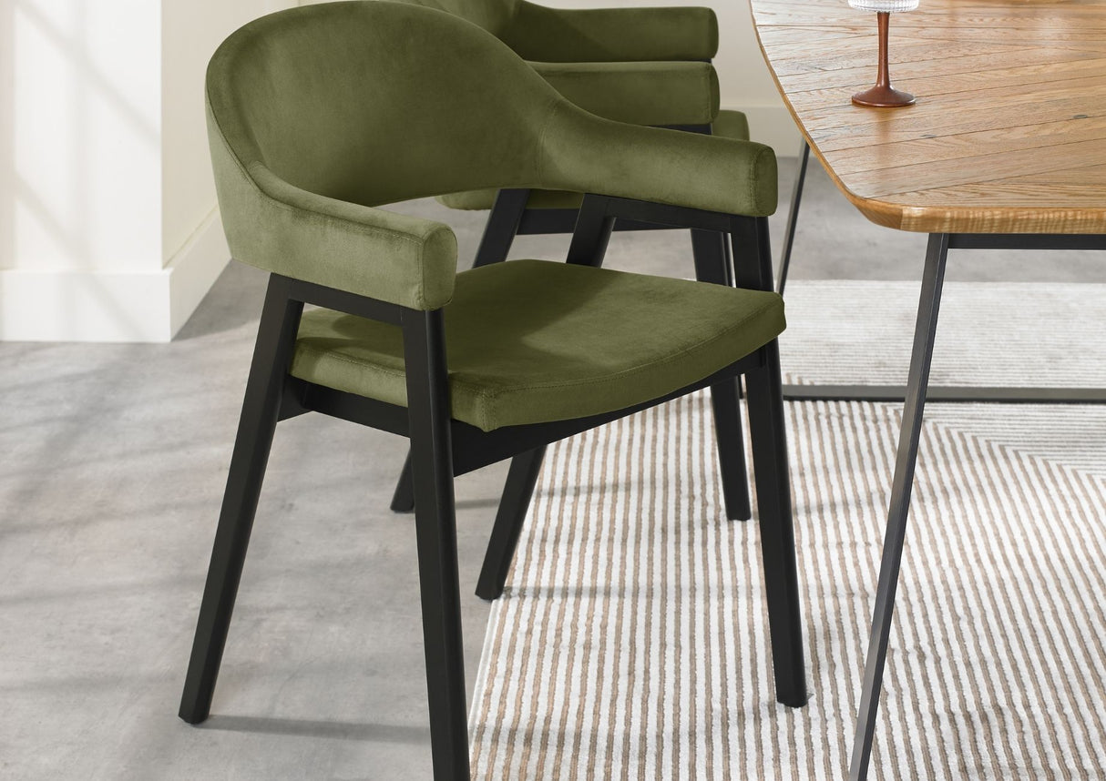 Candice Velvet Dining Chairs with Arms - Cedar (Sold in Pairs)