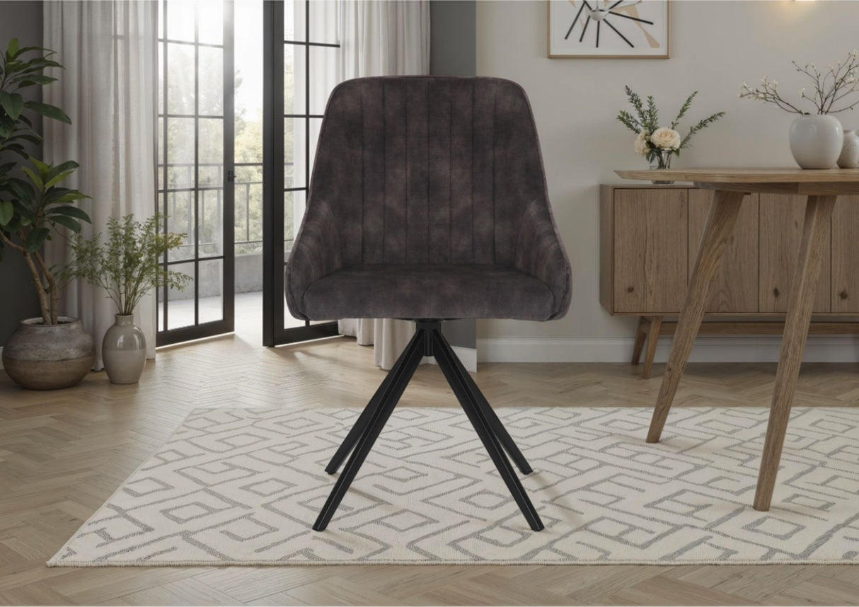 Sofia Velvet Swivel Dining Chairs - Charcoal