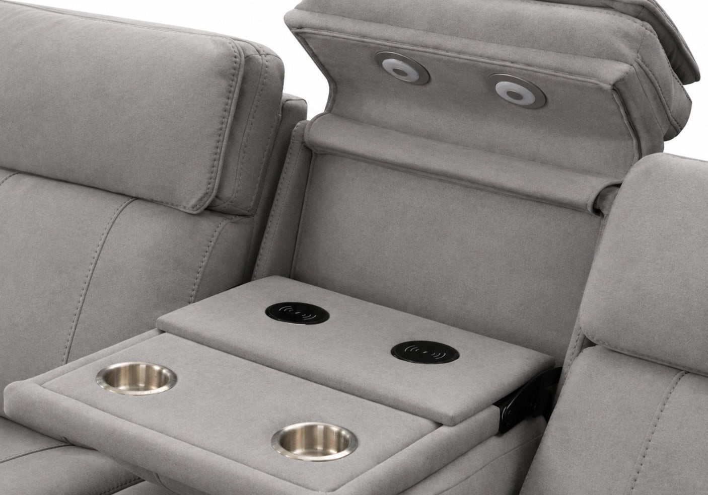 Paramount Luxe 3 Seater Power Headrest/Recliner Sofa with Dropdown Table