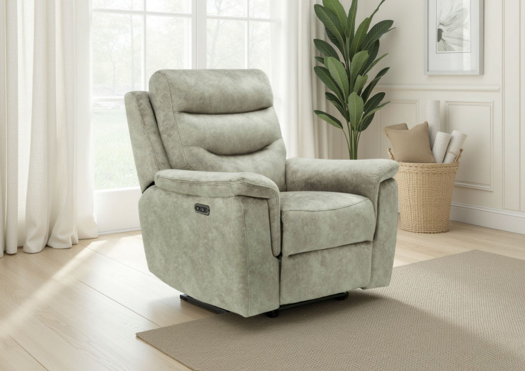 Rome Recliner Chair with USB - Marble Charcoal Grey