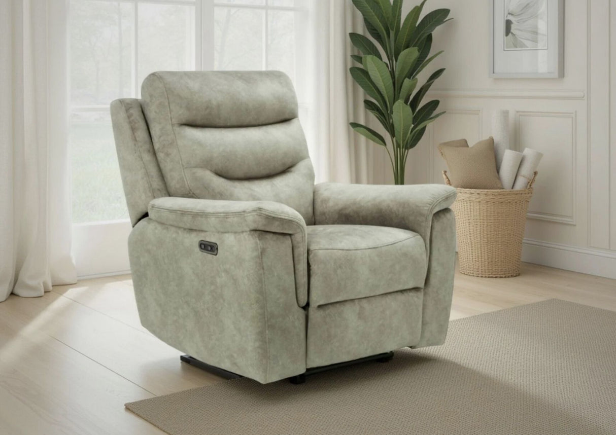 Rome Recliner Chair with USB - Marble Charcoal Grey