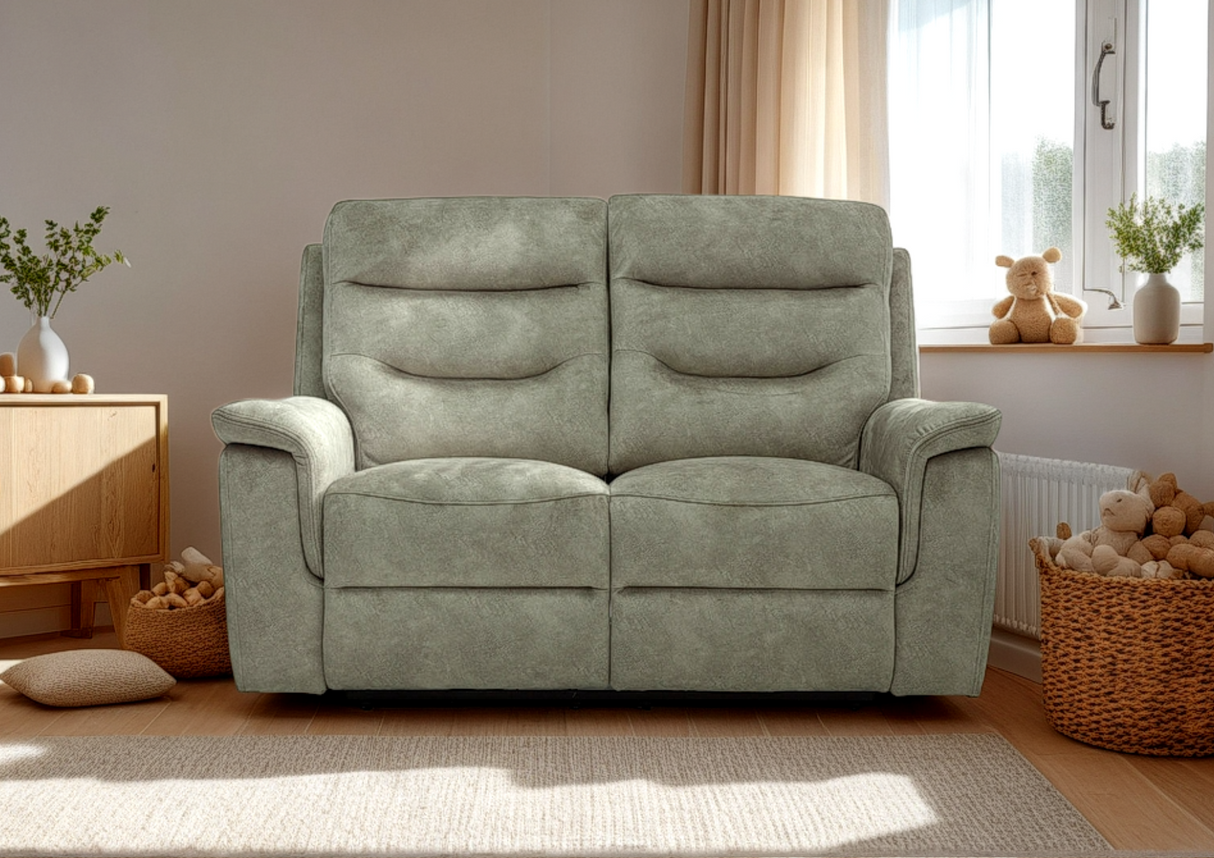 Rome 2 Seater Recliner Sofa with USB - Marble Charcoal Grey