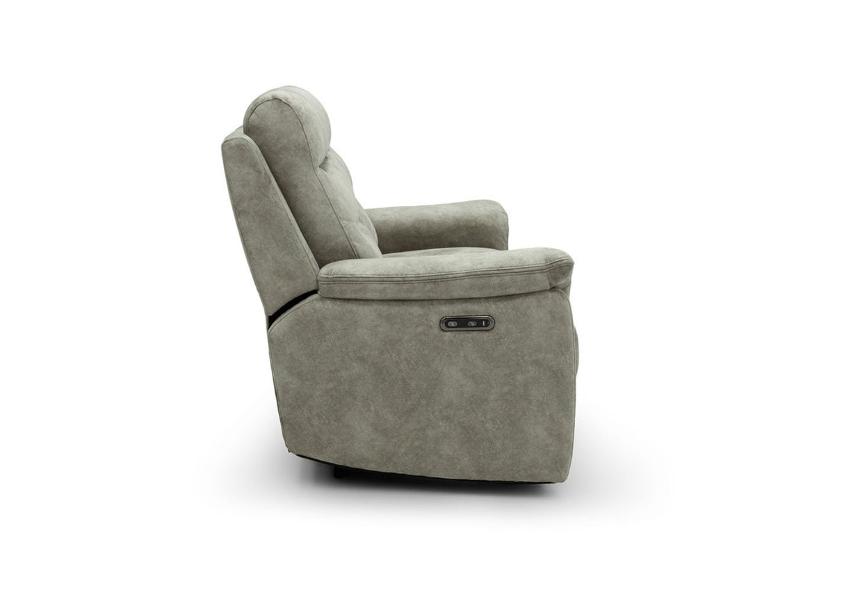 Rome 2 Seater Recliner Sofa with USB - Marble Charcoal Grey