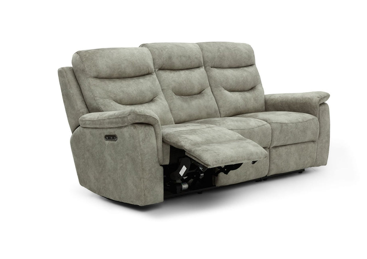 Rome 3 Seater Recliner Sofa with USB - Marble Charcoal Grey