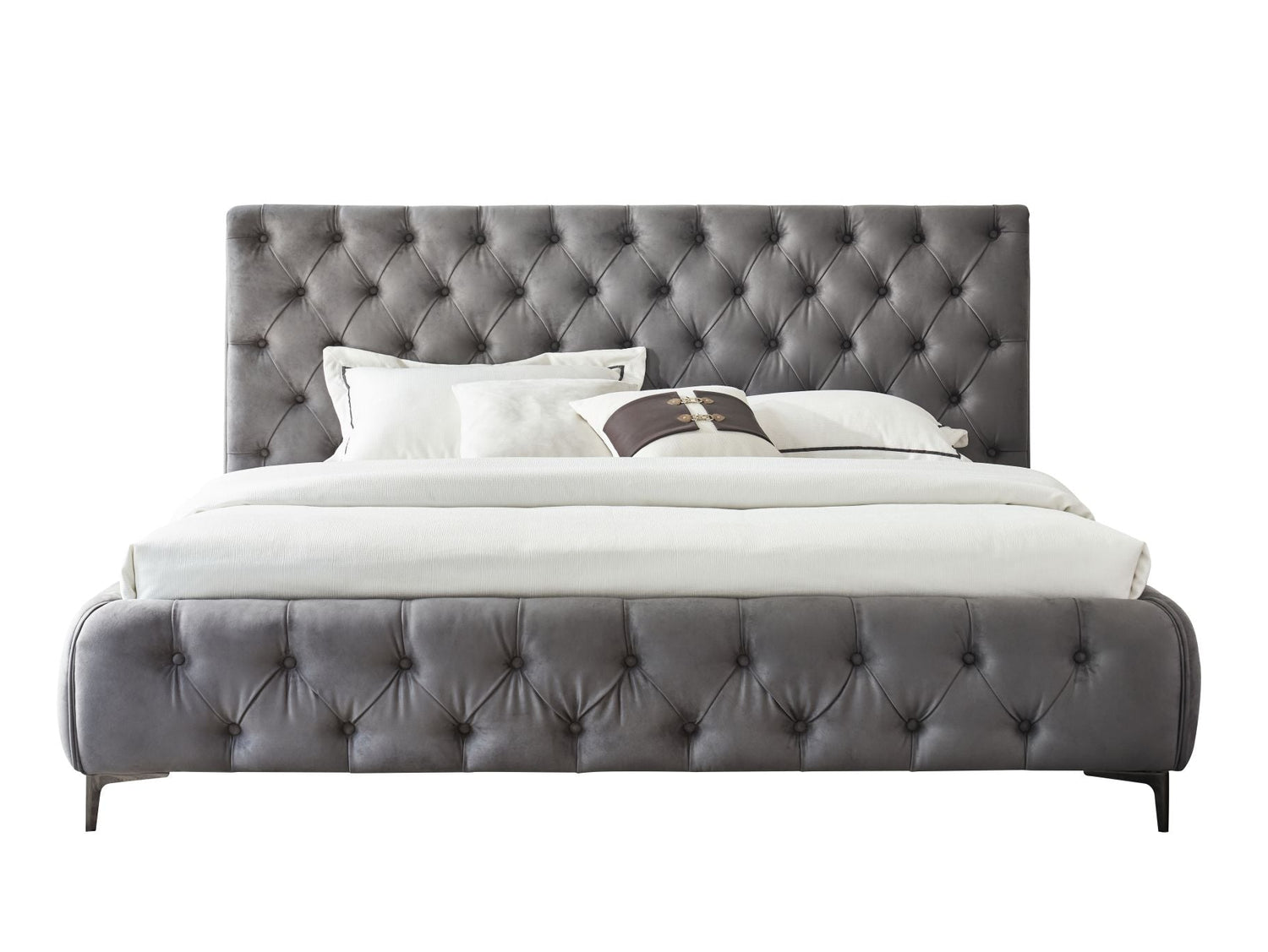 Royal bedframe in Grey straight on view white background