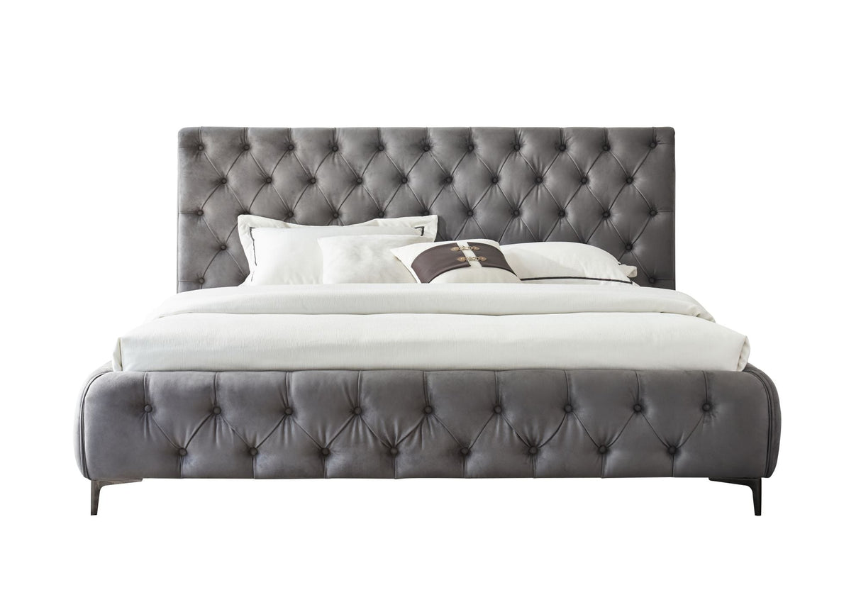 Royal bedframe in Grey straight on view white background