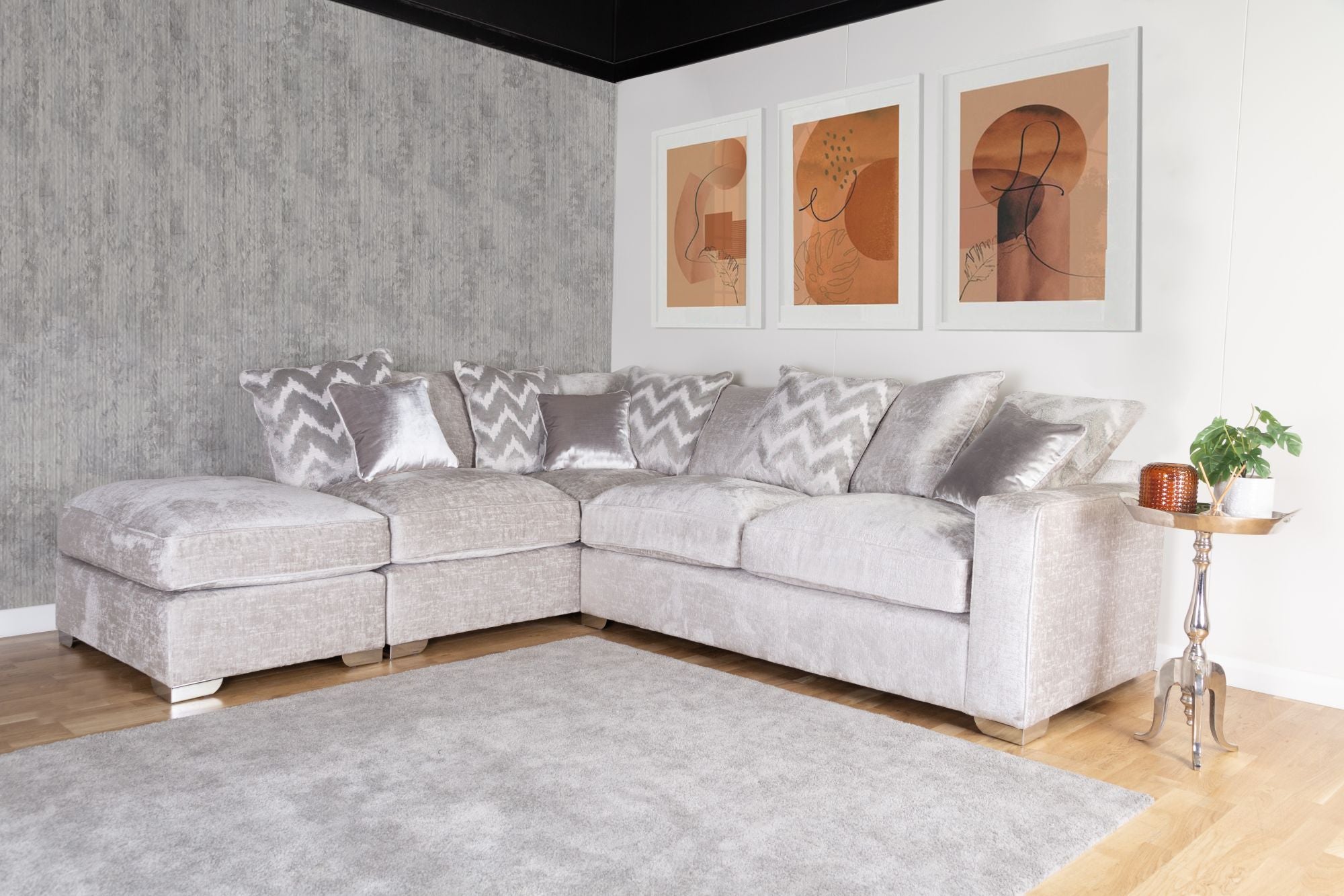 Corner sofa on sale with footstool