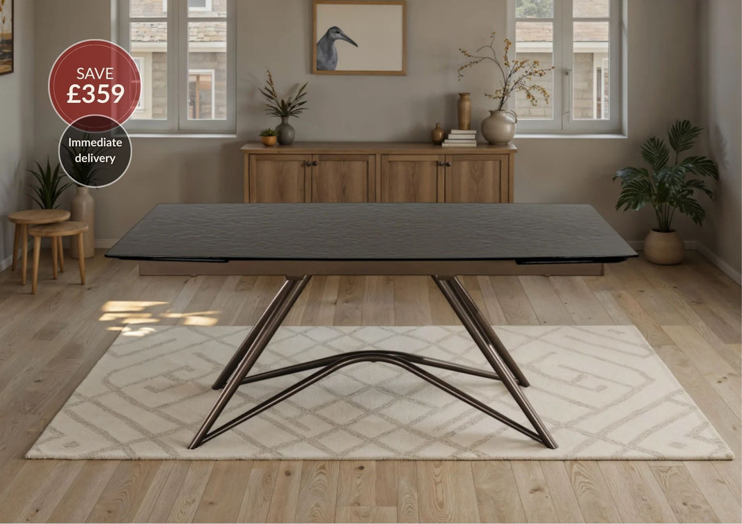 Louvre Fused Glass Extending Dining Table