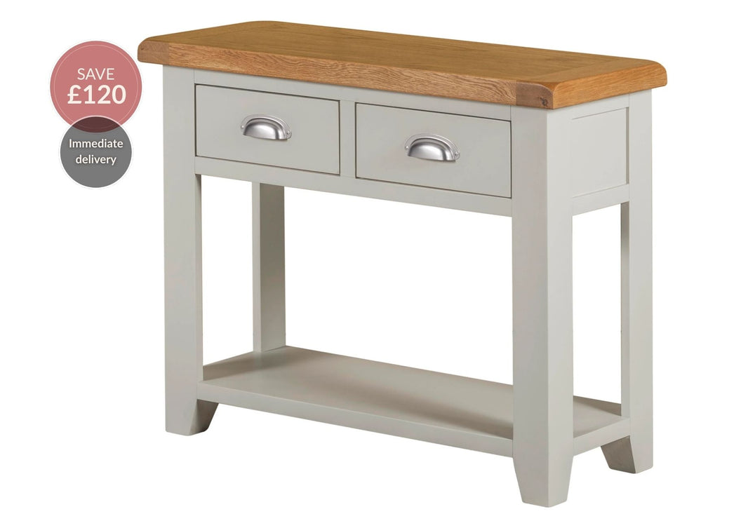 Wexford American Oak Solid Wood Console Table 2 Drawer