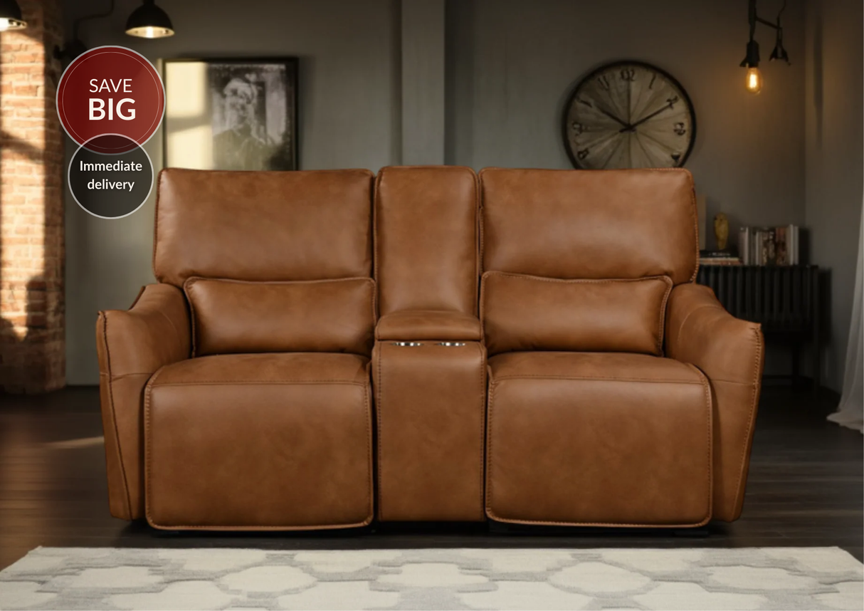 Valencia 2 Seater Power Recliner Sofa with Console