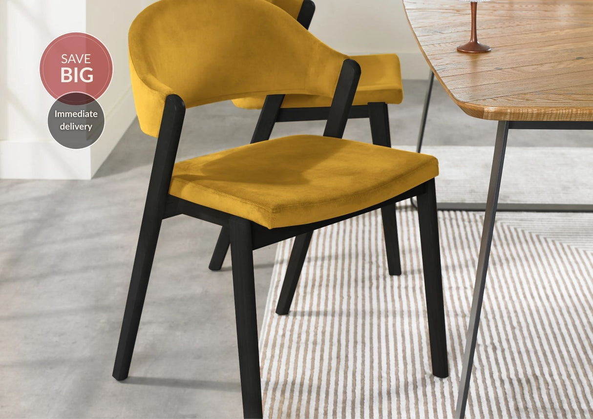 Candice Velvet Dining Chairs - Mustard