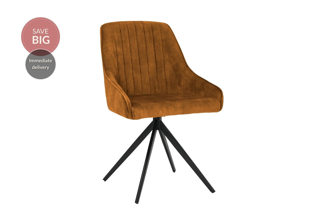 Sofia Velvet Swivel Dining Chairs - Mustard