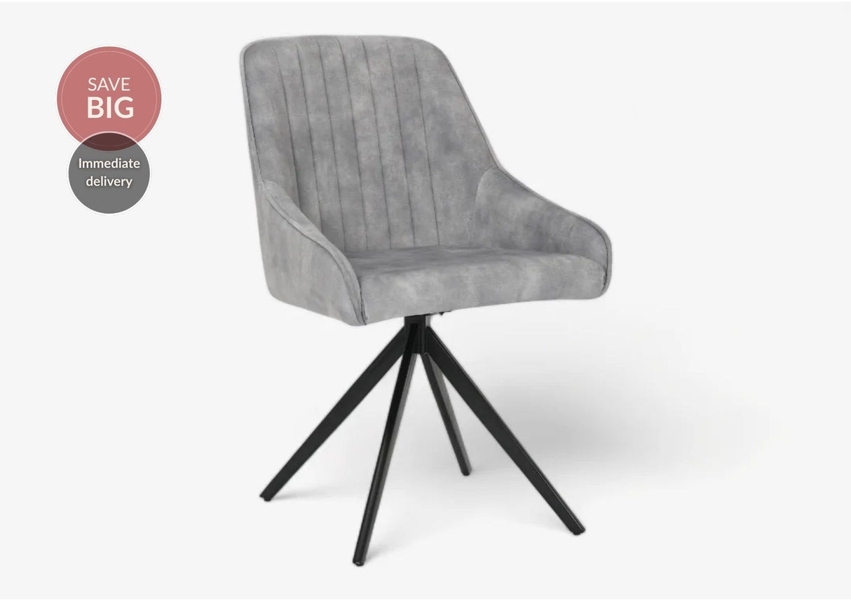 Sofia Velvet Swivel Dining Chairs - Light Grey