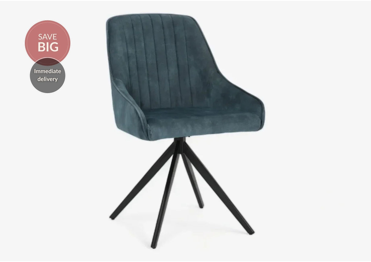 Sofia Velvet Swivel Dining Chairs - Velvet Blue