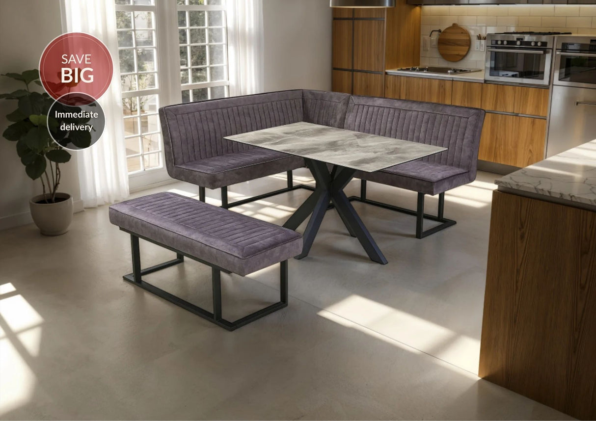 Ebony Dining Set with Bench and Ceramic Table