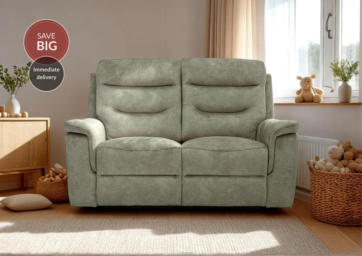 Rome 2 Seater Recliner Sofa with USB - Marble Charcoal Grey