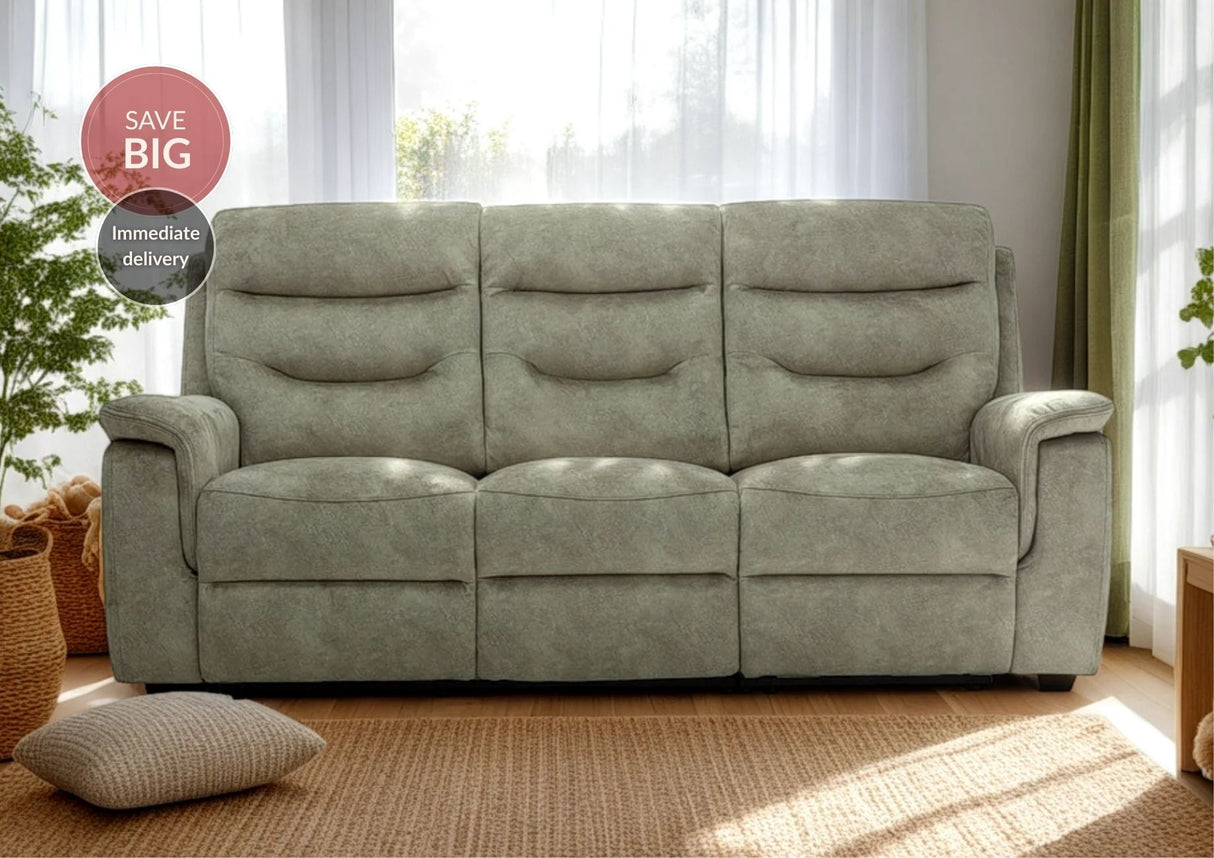 Rome 3 Seater Recliner Sofa with USB - Marble Charcoal Grey