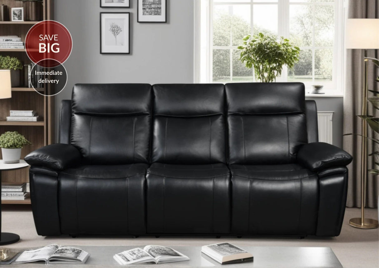 Savio 3 Seater Recliner Sofa with Power Headrests and cupholders