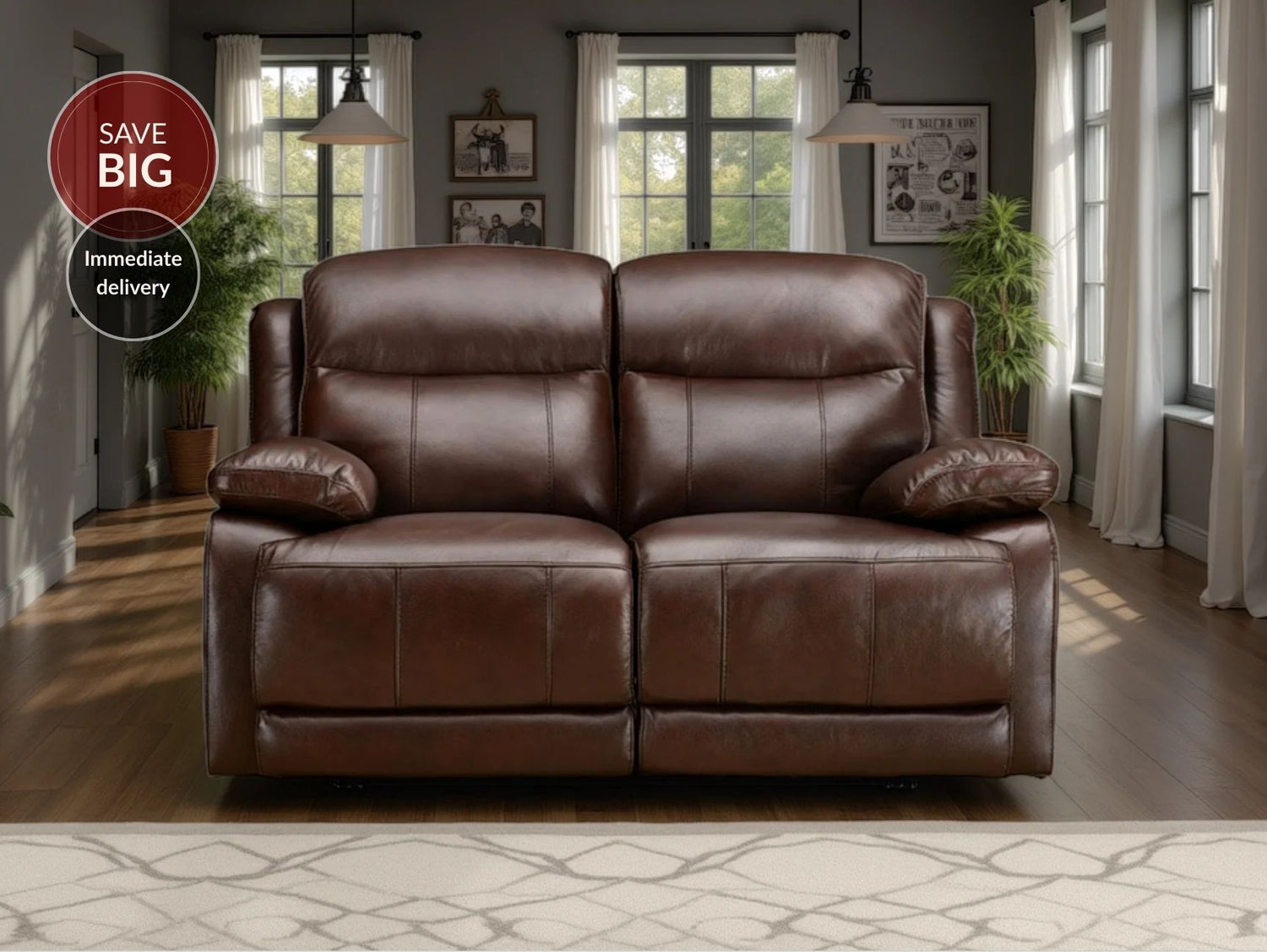 Montana 2 Seater Sofa with Power Recliner & Adjustable Headrest
